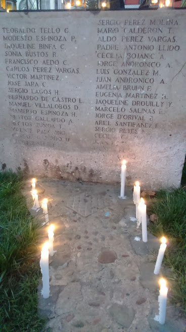 Los nombres de los compañeros detenidos desaparecidos que estuvieron en el ex cuartel Ollagüe.